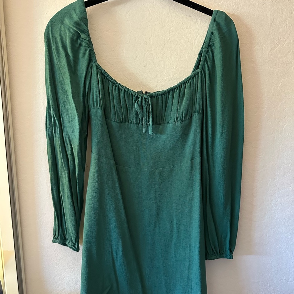 Sunday Best Teal Green Long Sleeve Square Neck Dress